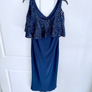 Marina Navy Blue Formal Dress Lace Sequins Size 10